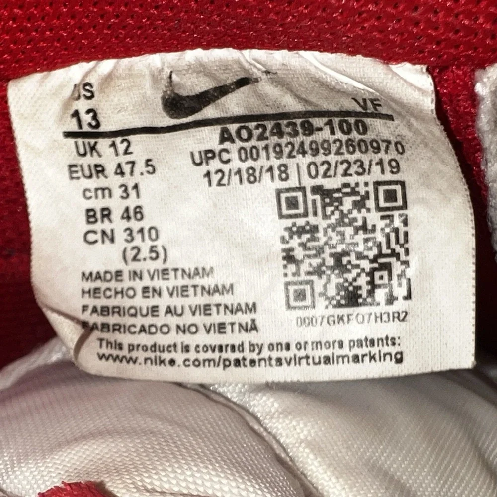 Nike Air Force 1‎ '07 LV8 Double Layer Obsidian Red 2019 Men's Size 13 Sneakers